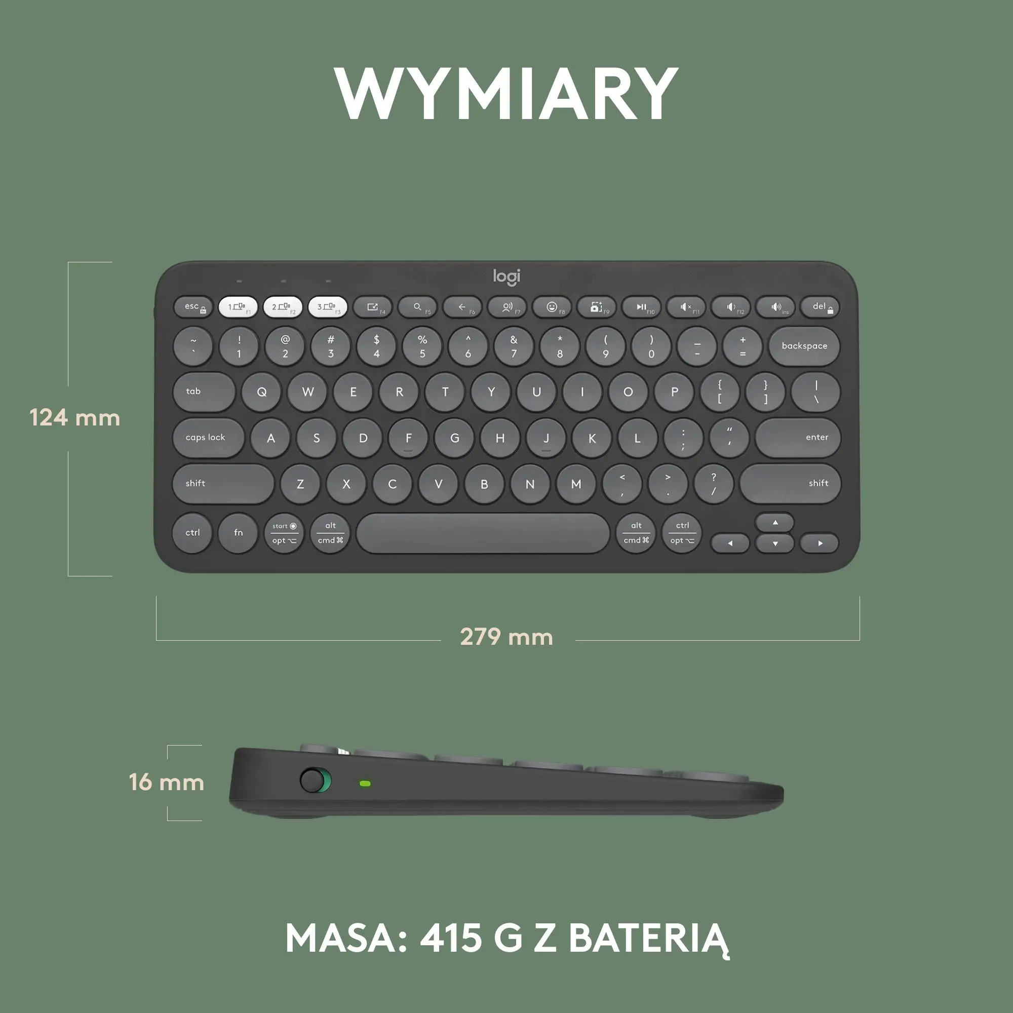 Klawiatura membranowa Logitech Pebble Keys 2 K380s Grafitowy