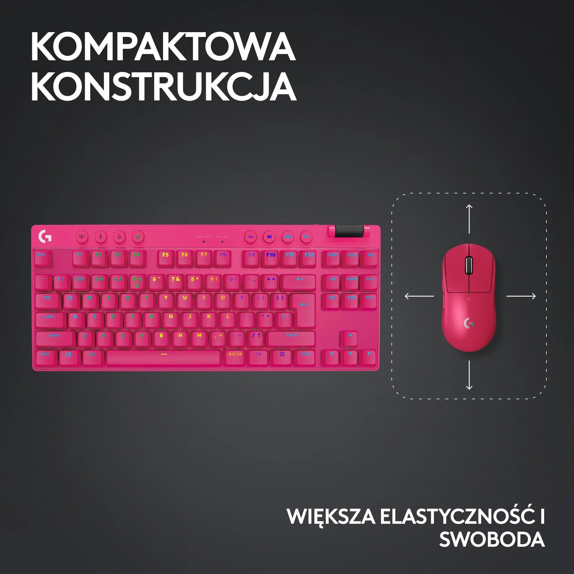 Klawiatura mechaniczna Logitech G Pro X TKL Lightspeed Tactile GX Brown Różowy