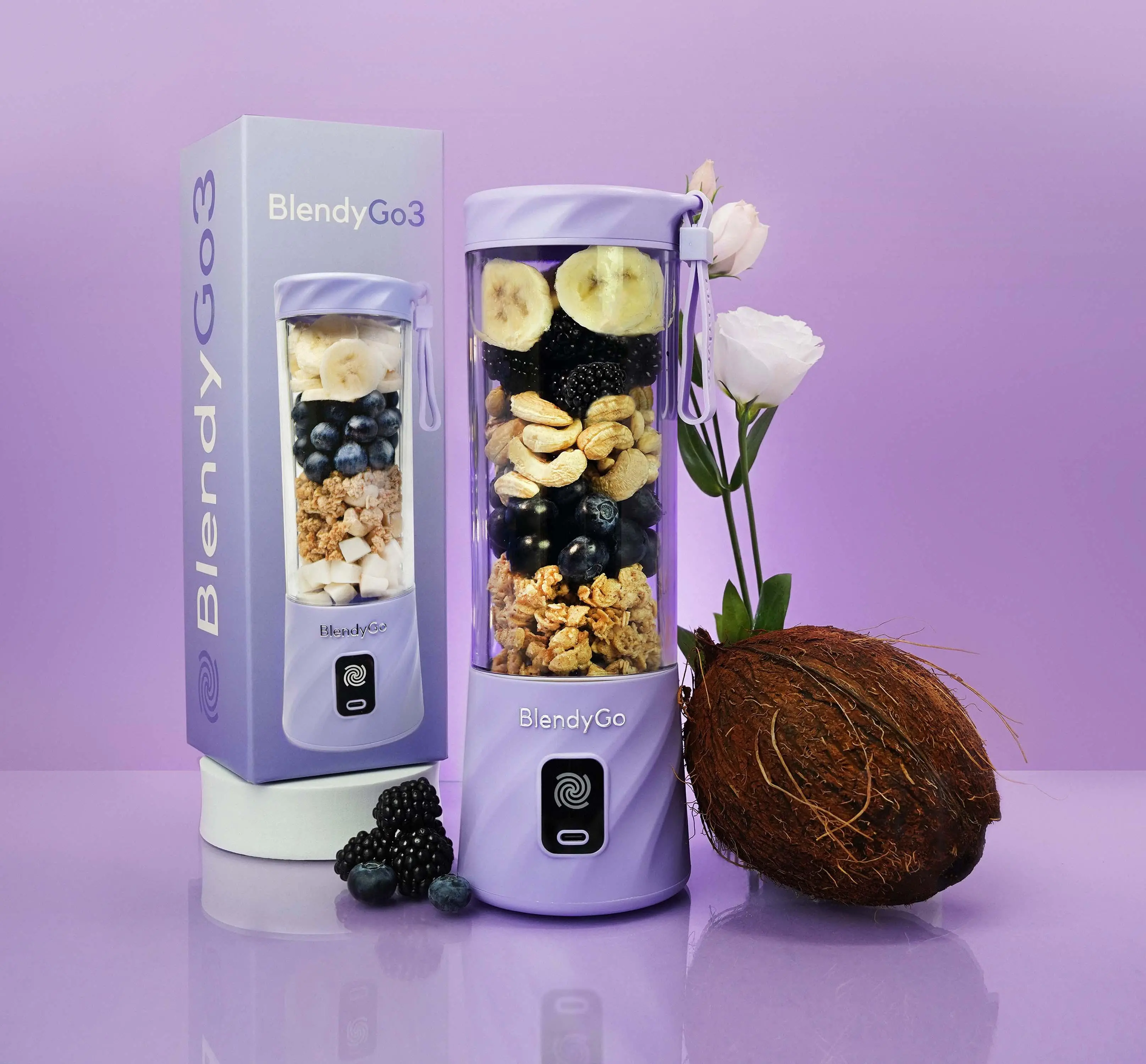 Blender kielichowy BlendyGo 3 Bezprzewodowy 0,55l Lawendowy