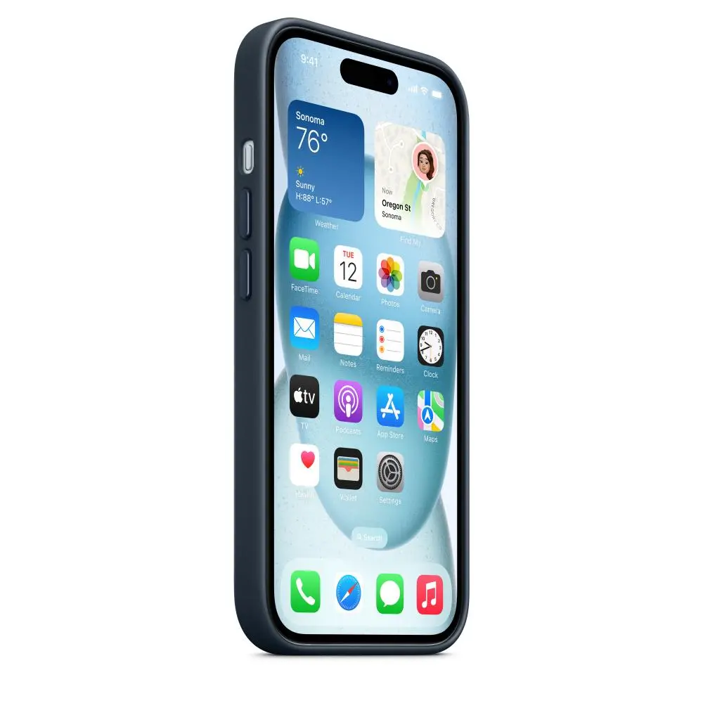 Etui Apple z tkaniny FineWoven z MagSafe do iPhone 15 Głębia oceanu