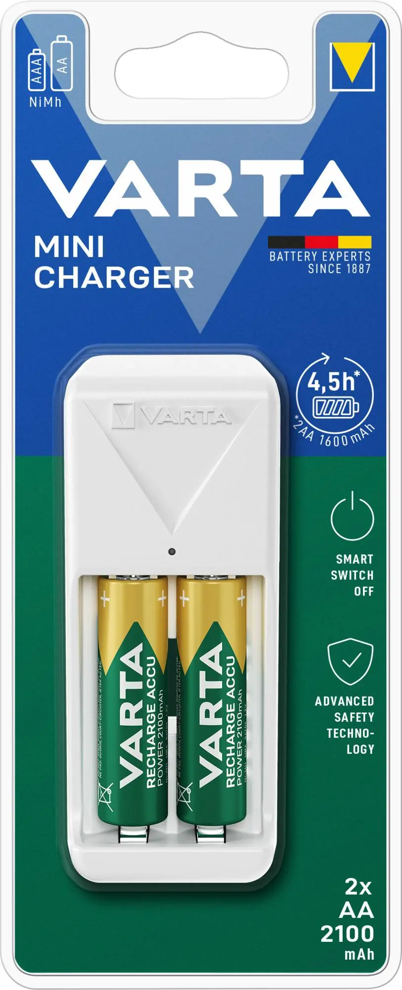 Ładowarka VARTA MINI CHARGER + 2 akumulatorki 2100 mAh