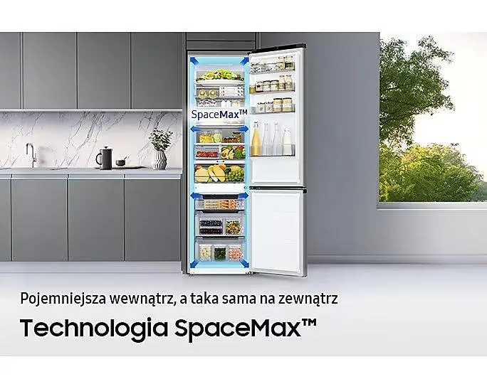 Lodówka Samsung RB34C775CB1 Pełny No Frost 185,3cm Szuflada z kontrolą wilgotności Zdalne sterowanie Grafitowa Stal
