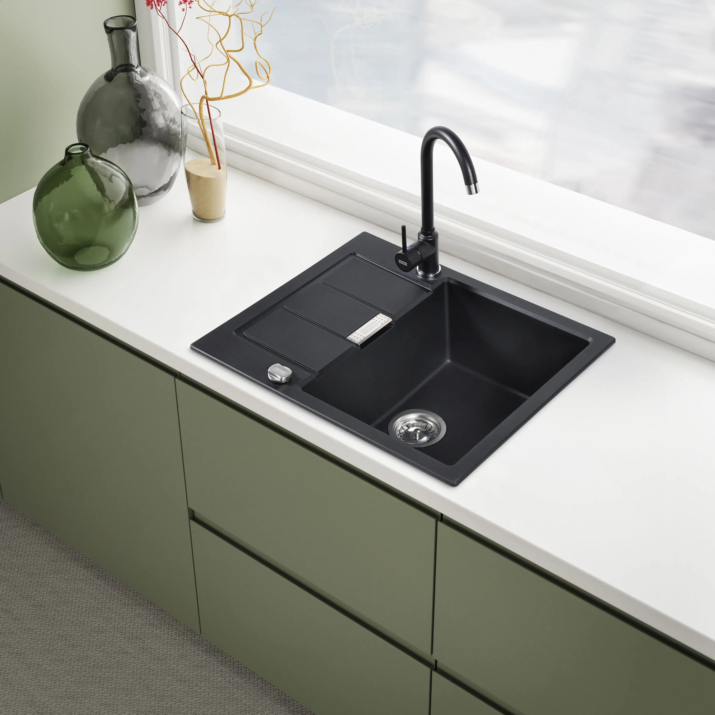 Zlewozmywak Franke Sirius 2.0 S2D 611-62 Onyx + bateria Pola Onyx