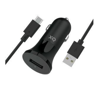Ładowarka samochodowa Xqisit USB A 2,4 A + kabel USB-C 1m (czarny)