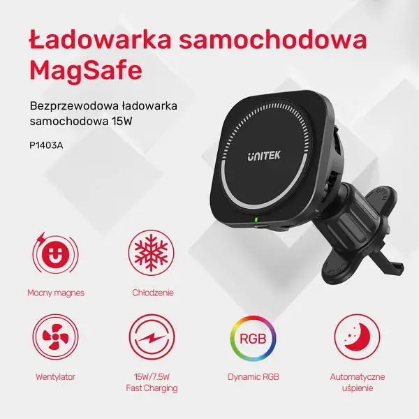 Ładowarka samochodowa Unitek P1403A 38W MagSafe Czarny