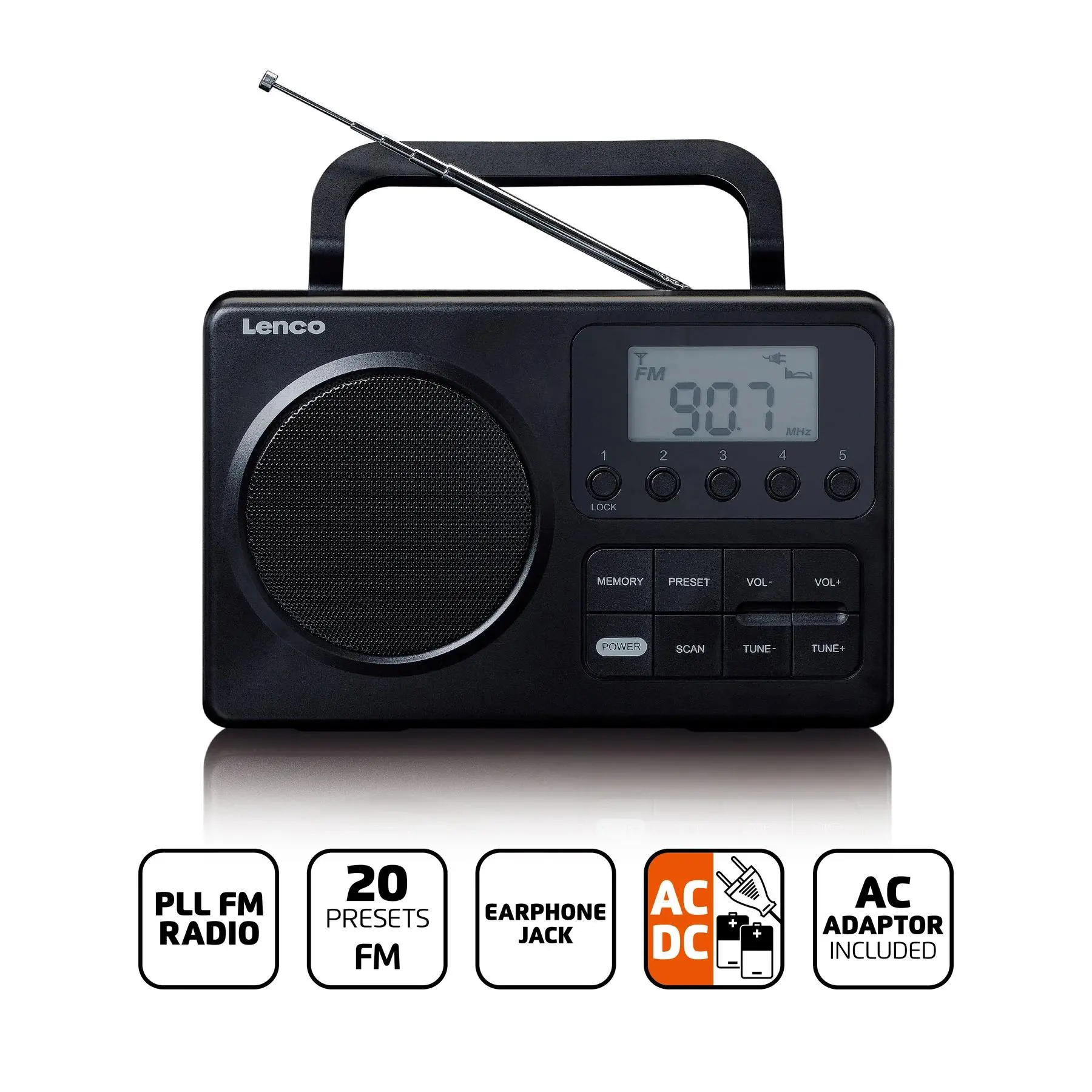 Radioodbiornik Lenco MPR-035BK Radio FM Czarny