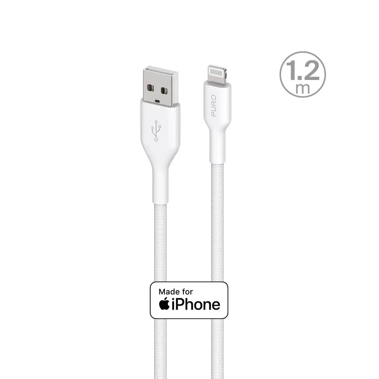 Kabel Puro Fabric USB-A do Lightning 1,2m Biały