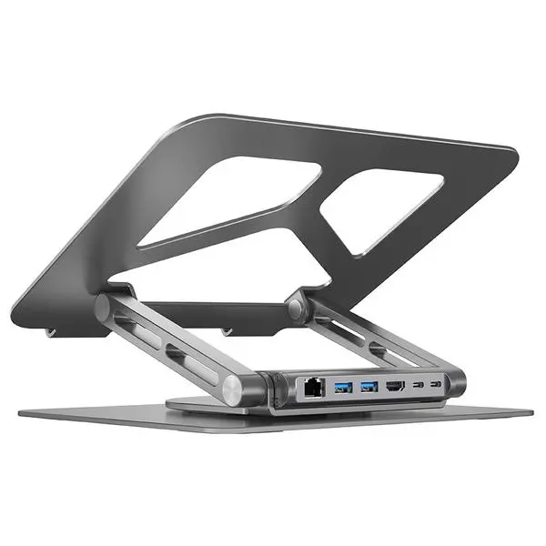 Podstawka na laptopa Unitek D1109A USB-C HDMI 4K PD 100W z odłączanym HUB'em Szary