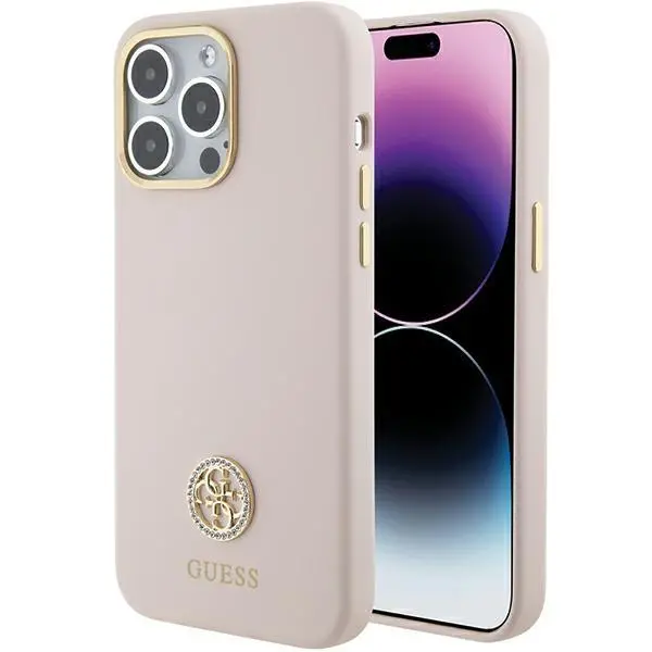 Etui Guess Silicone Logo Strass 4G GUHCP15XM4DGPP do iPhone 15 Pro Max Różowy