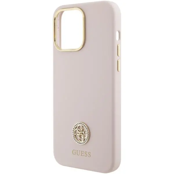 Etui Guess Silicone Logo Strass 4G GUHCP15XM4DGPP do iPhone 15 Pro Max Różowy