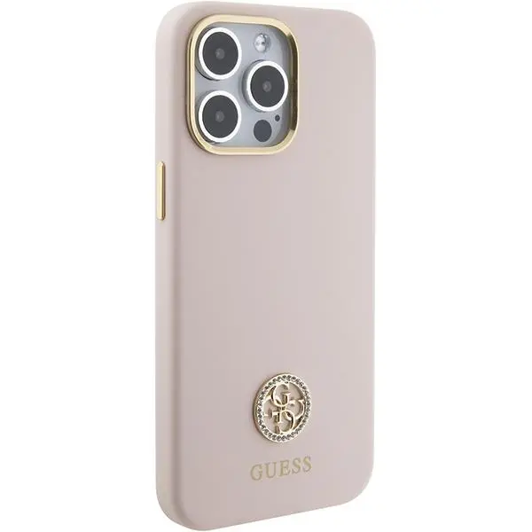 Etui Guess Silicone Logo Strass 4G GUHCP15XM4DGPP do iPhone 15 Pro Max Różowy