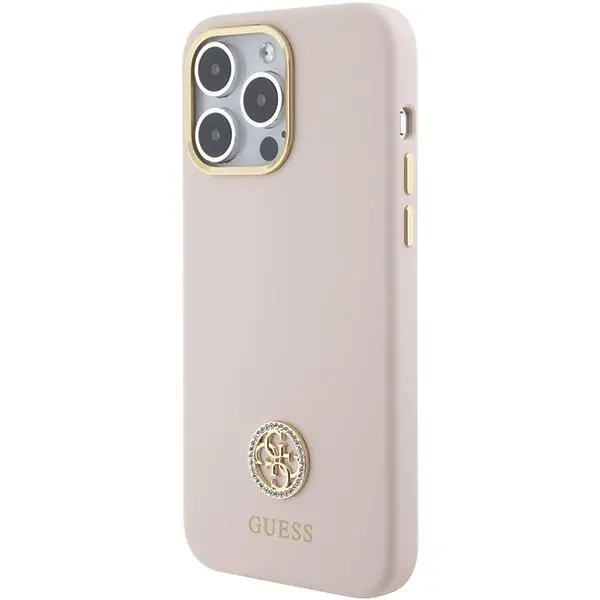 Etui Guess Silicone Logo Strass 4G GUHCP15XM4DGPP do iPhone 15 Pro Max Różowy