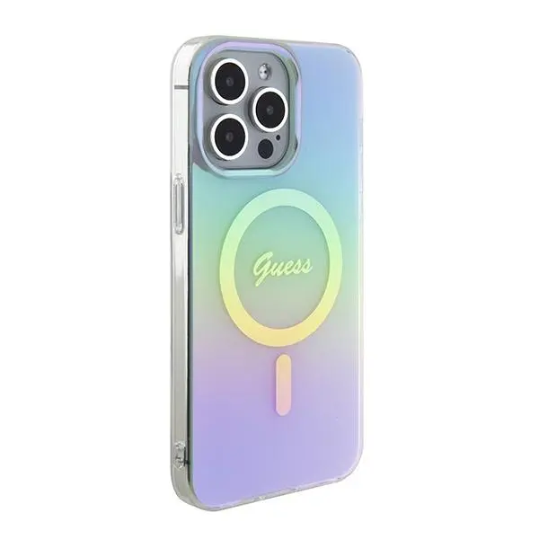 Etui Guess IML Iridescent MagSafe GUHMP15XHITSQ do iPhone 15 Pro Max turkusowy