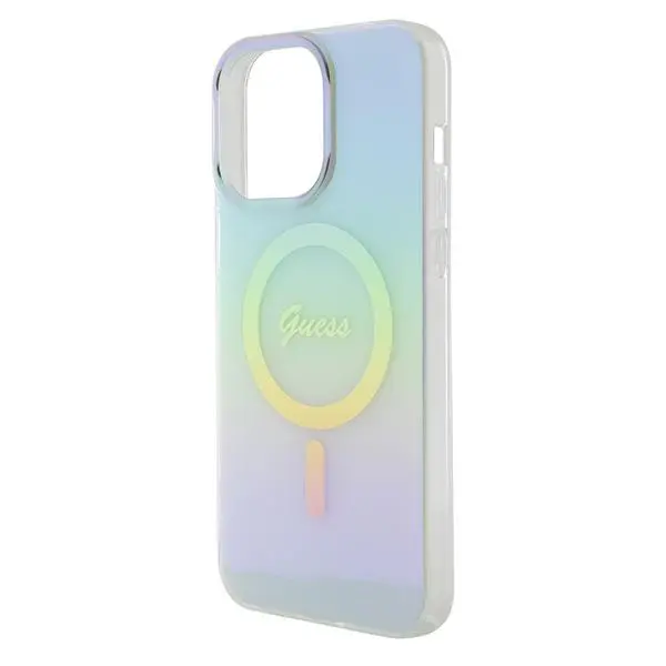 Etui Guess IML Iridescent MagSafe GUHMP15XHITSQ do iPhone 15 Pro Max turkusowy
