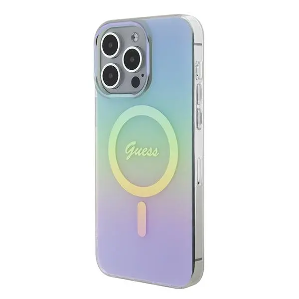 Etui Guess IML Iridescent MagSafe GUHMP15XHITSQ do iPhone 15 Pro Max turkusowy