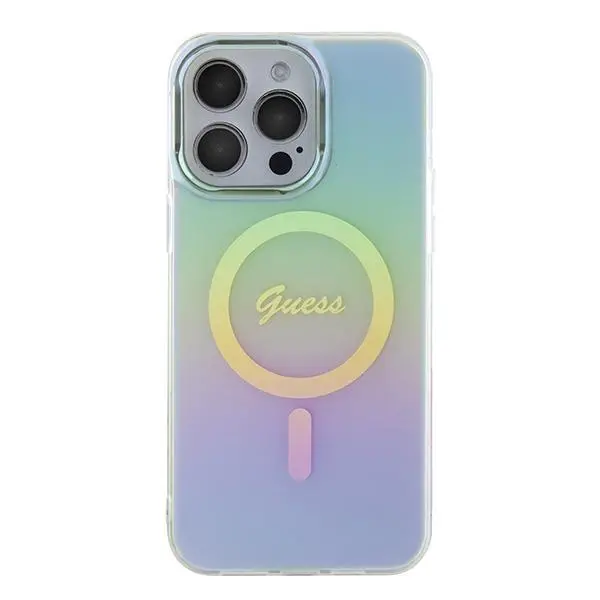 Etui Guess IML Iridescent MagSafe GUHMP15XHITSQ do iPhone 15 Pro Max turkusowy