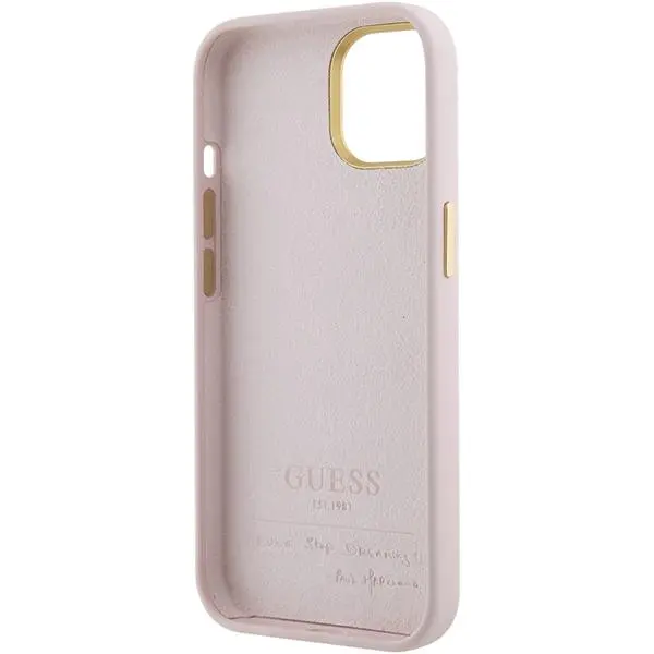 Etui Guess Silicone Script Metal Logo & Frame GUHCP15SSMBSLP do iPhone 15 Różowy