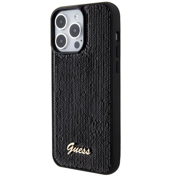 Etui Guess Sequin Script Metal GUHCP15LPSFDGSK do iPhone 15 Pro Czarny