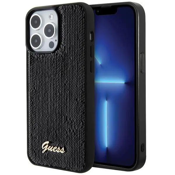 Etui Guess Sequin Script Metal GUHCP15LPSFDGSK do iPhone 15 Pro Czarny