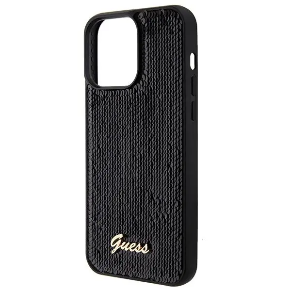 Etui Guess Sequin Script Metal GUHCP15LPSFDGSK do iPhone 15 Pro Czarny