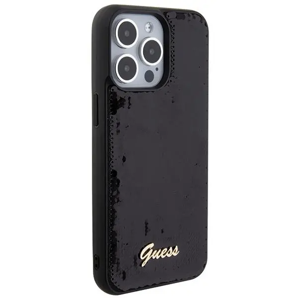 Etui Guess Sequin Script Metal GUHCP15LPSFDGSK do iPhone 15 Pro Czarny
