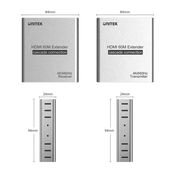 Repeater Unitek V1164A Ekstender HDMI 2.0 4K przez Ethernet do 60m