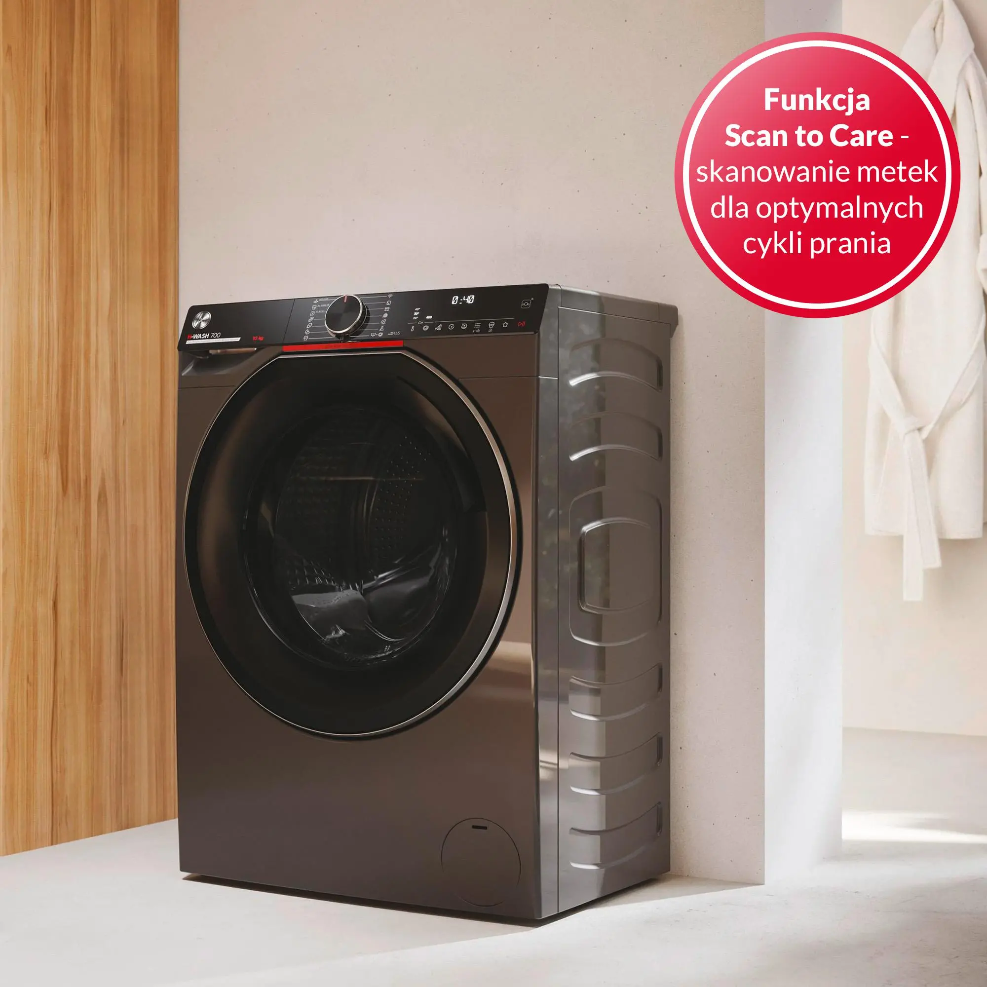 Pralka Hoover H-Wash 700 H7W4 49MBCR-S Slim 9kg 1400obr/min Zdalne sterowanie