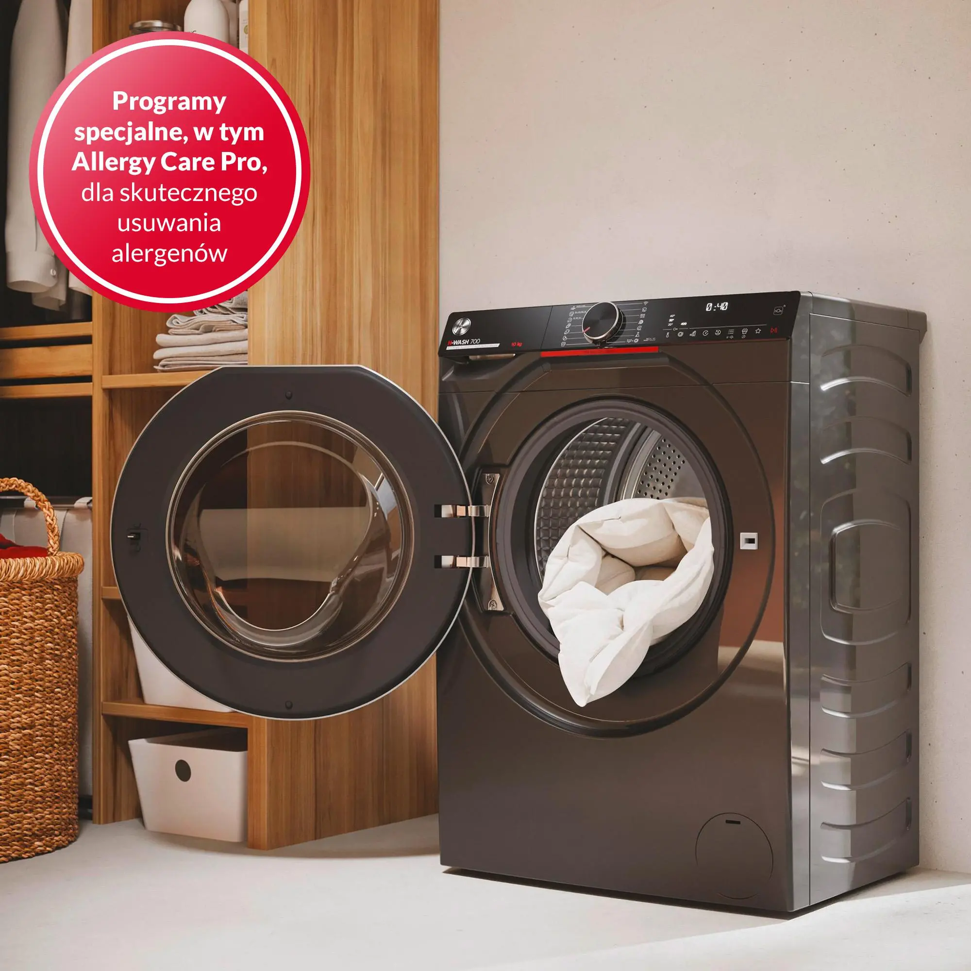 Pralka Hoover H-Wash 700 H7W4 49MBCR-S Slim 9kg 1400obr/min Zdalne sterowanie