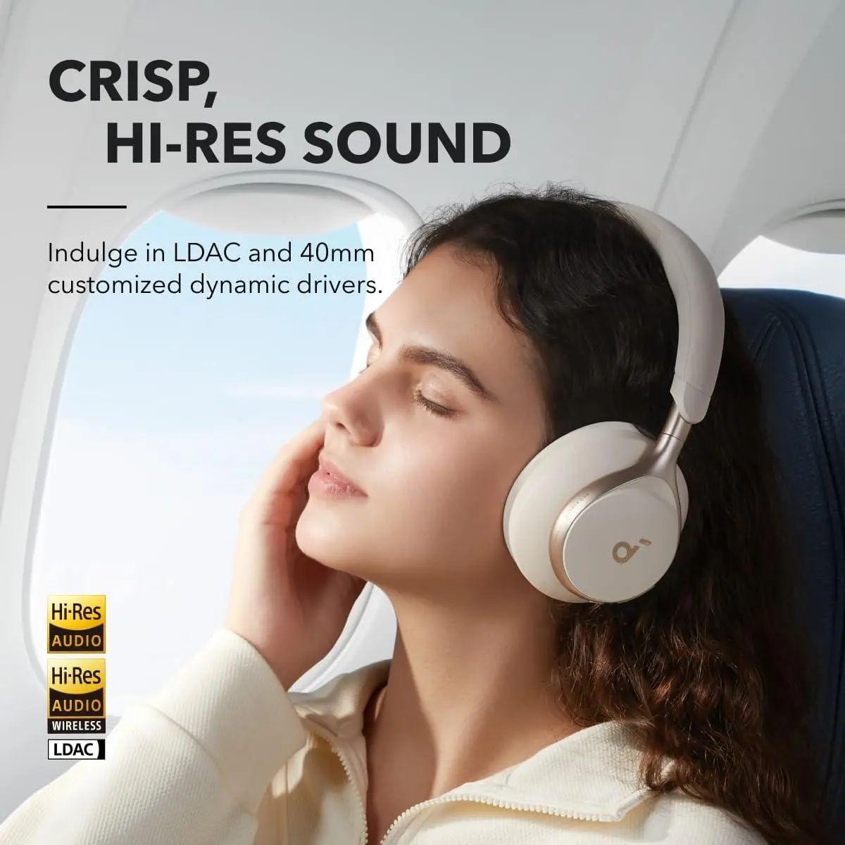 Słuchawki bezprzewodowe Soundcore Space One Nauszne Bluetooth 5.3 Kremowy