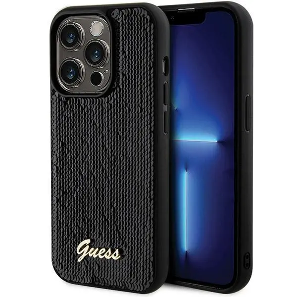 Etui Guess Sequin Script Metal GUHCP13XPSFDGSK do iPhone 13 Pro Max Czarny