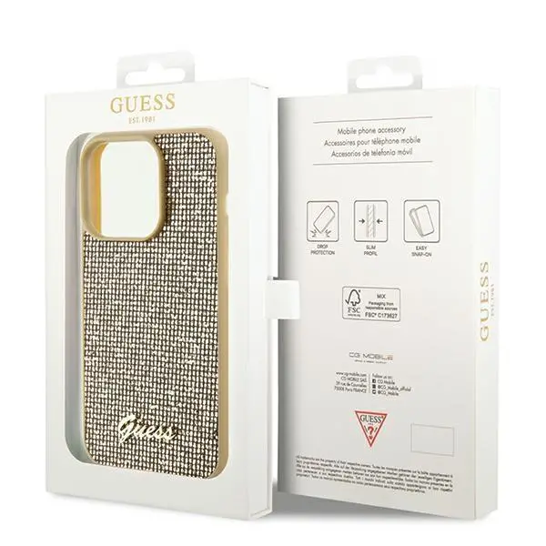 Etui Guess Disco Metal Script GUHCP14XPMSDGSD do iPhone 14 Pro Max Złoty