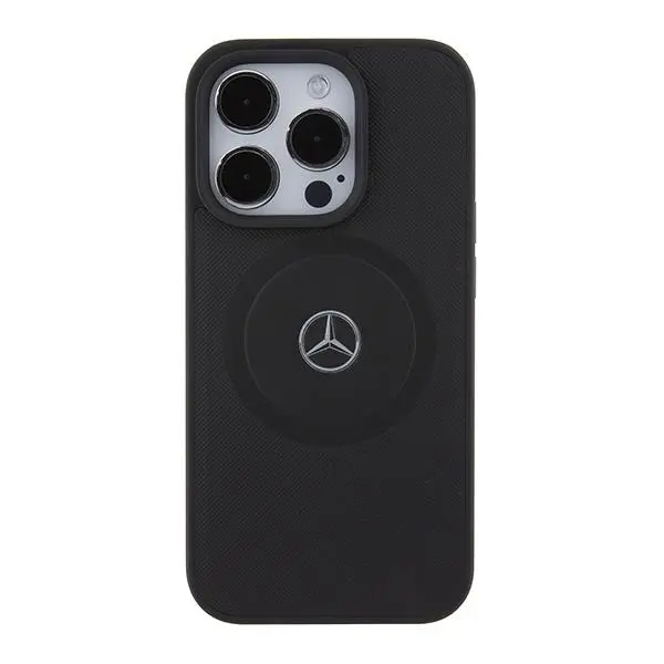 Etui Mercedes-Benz Crossed Lines Pattern Leather MagSafe MEHMP15X23RMMK do iPhone 15 Pro Max Czarny