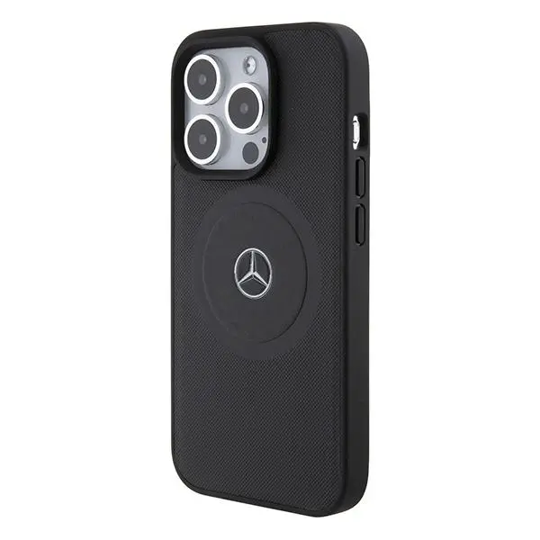 Etui Mercedes-Benz Crossed Lines Pattern Leather MagSafe MEHMP15X23RMMK do iPhone 15 Pro Max Czarny