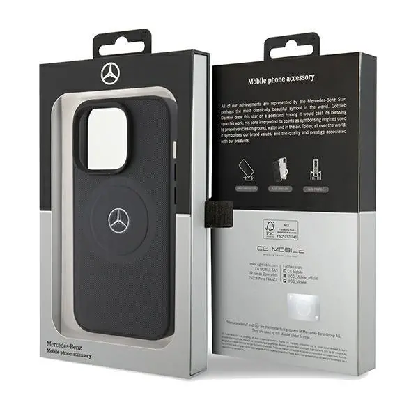 Etui Mercedes-Benz Crossed Lines Pattern Leather MagSafe MEHMP15X23RMMK do iPhone 15 Pro Max Czarny