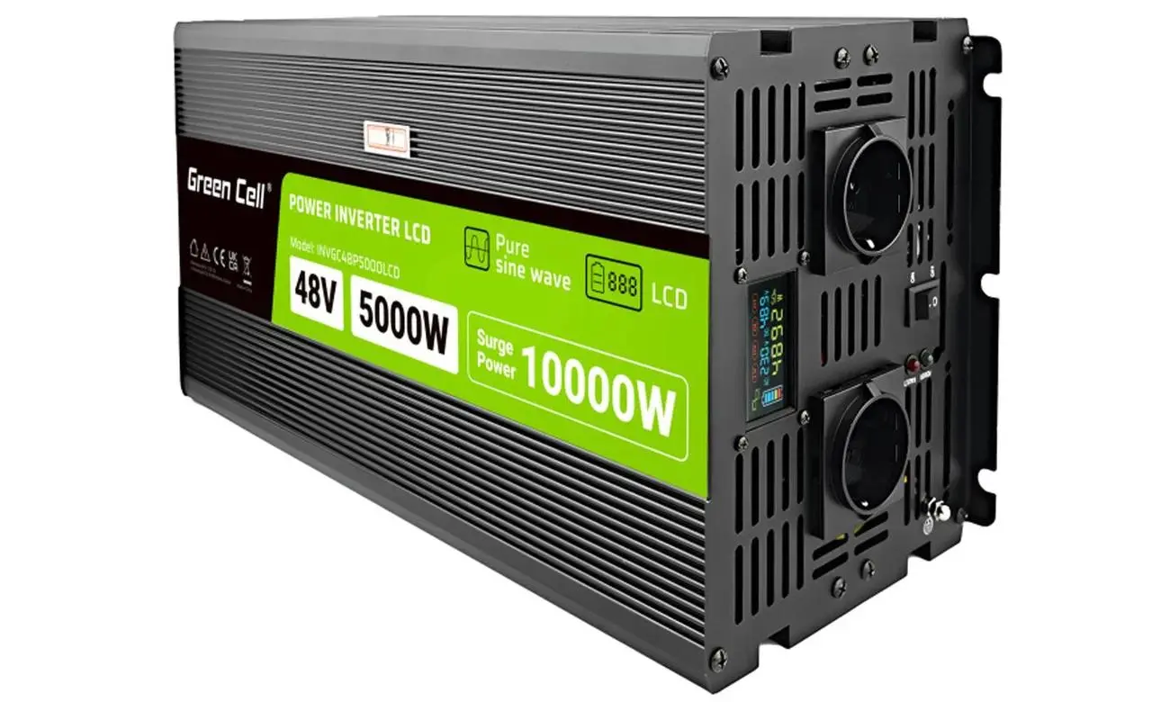 Przetwornica Green Cell INVGC48P5000LCD  48V na 230V 5000W/10000W Czysta sinusoida