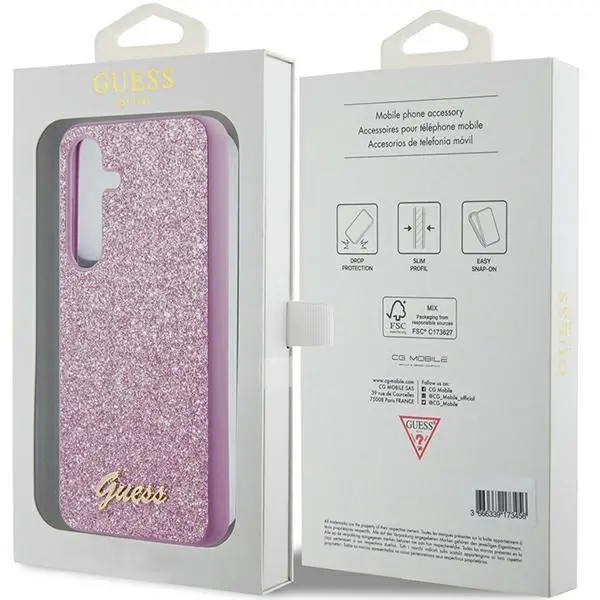 Etui Guess Glitter Script GUHCS24SHGGSHU do Samsung Galaxy S24 Fioletowy