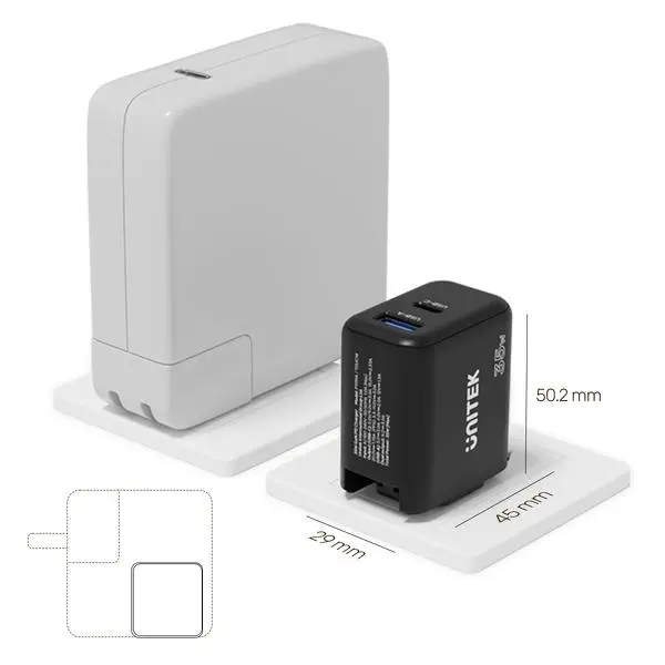 Ładowarka sieciowa Unitek GaN Power Delivery 35W USB-C USB-A Czarny