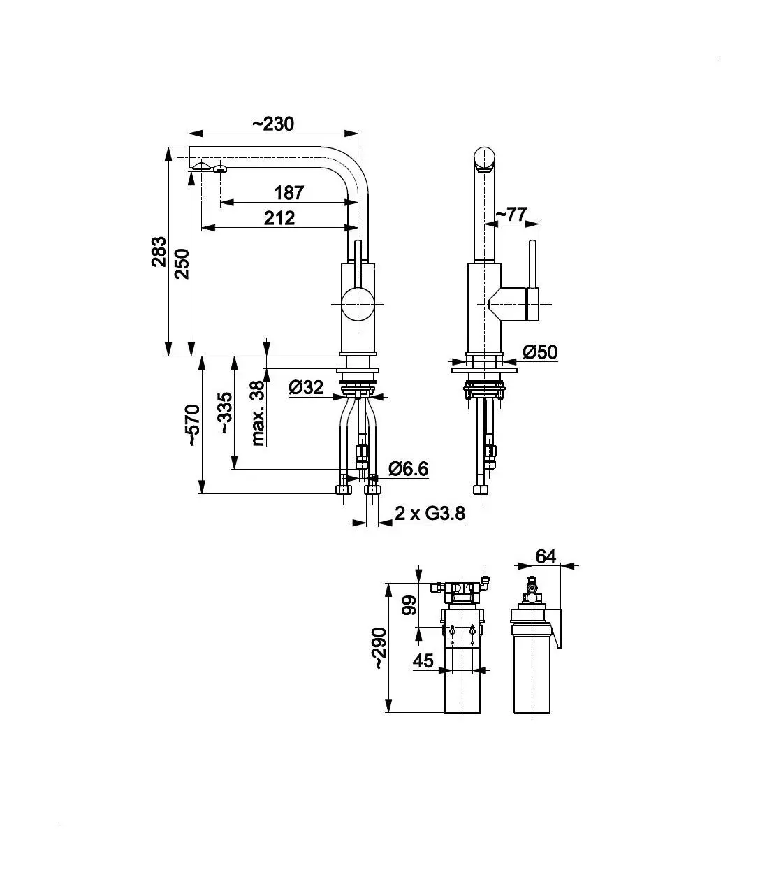 Bateria KFA Armatura Duero Pure Basic 6623-914-22 Inox Stal szlachetna