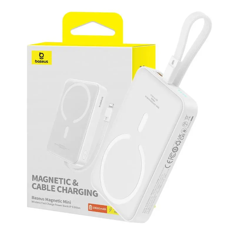 Powerbank Baseus P10022109223-00 Magnetic Mini 10000mAh 20W MagSafe z kablem Lightning Biały