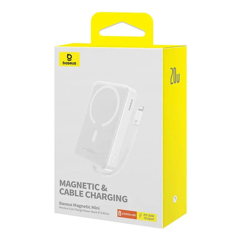 Powerbank Baseus P10022109223-00 Magnetic Mini 10000mAh 20W MagSafe z kablem Lightning Biały