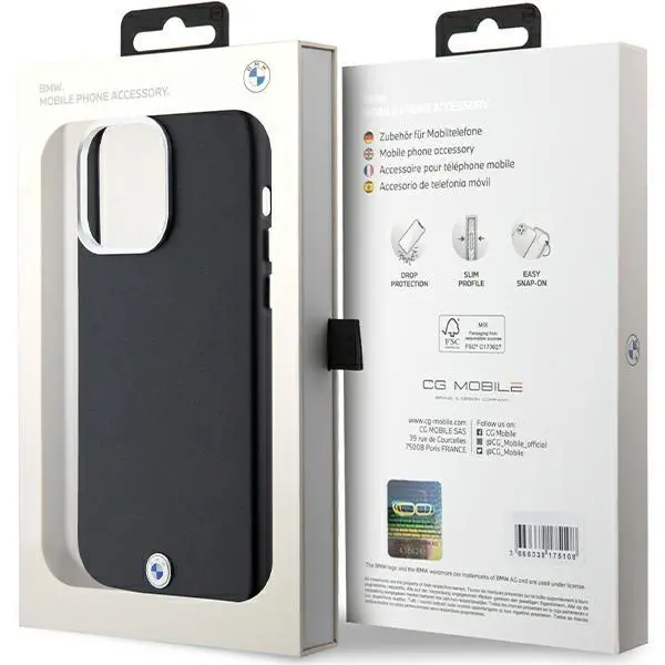 Etui BMW Signature Wrapped Metal MagSafe BMHMP15X23PUFWK do iPhone 15 Pro Max Czarny