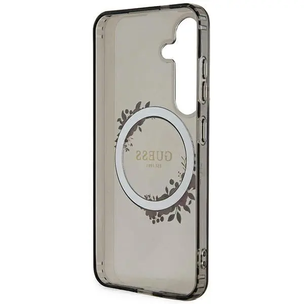 Etui Guess IML Flowers Wreath MagSafe do Samsung Galaxy S24 Czarny