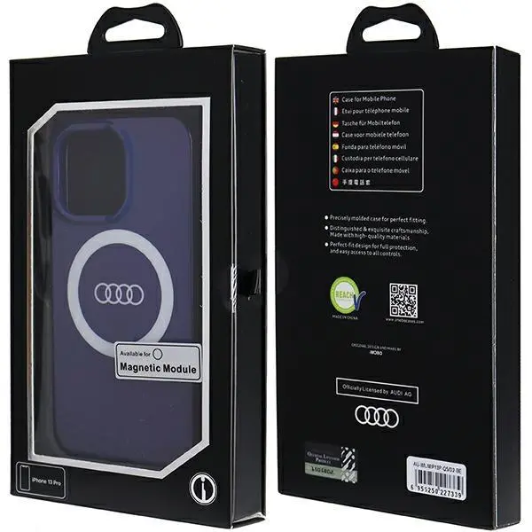 Etui AUDI IML Big Logo MagSafe Case AU-IMLMIP13P-Q5/D2-BE do iPhone 13 Pro Niebieski