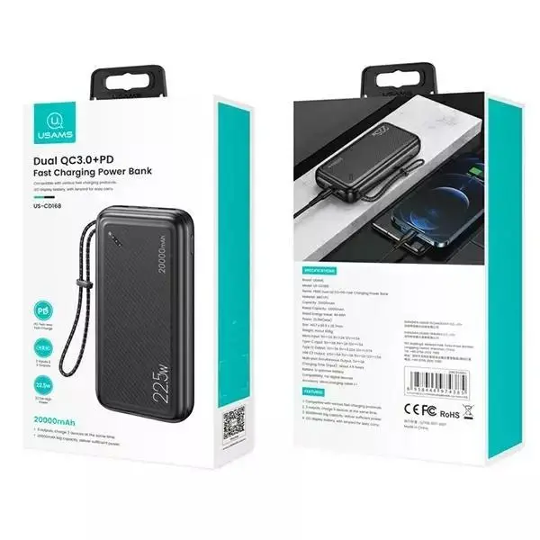 Powerbank USAMS PB60 20000mAh 22,5W Czarny