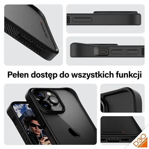 Etui PanzerGlass ClearCase do iPhone 15 Pro Max Czarny