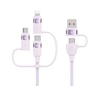 Kabel USAMS U85 2xUSB-C USB Micro-USB Lightning 6w1 100W 2m Fioletowy