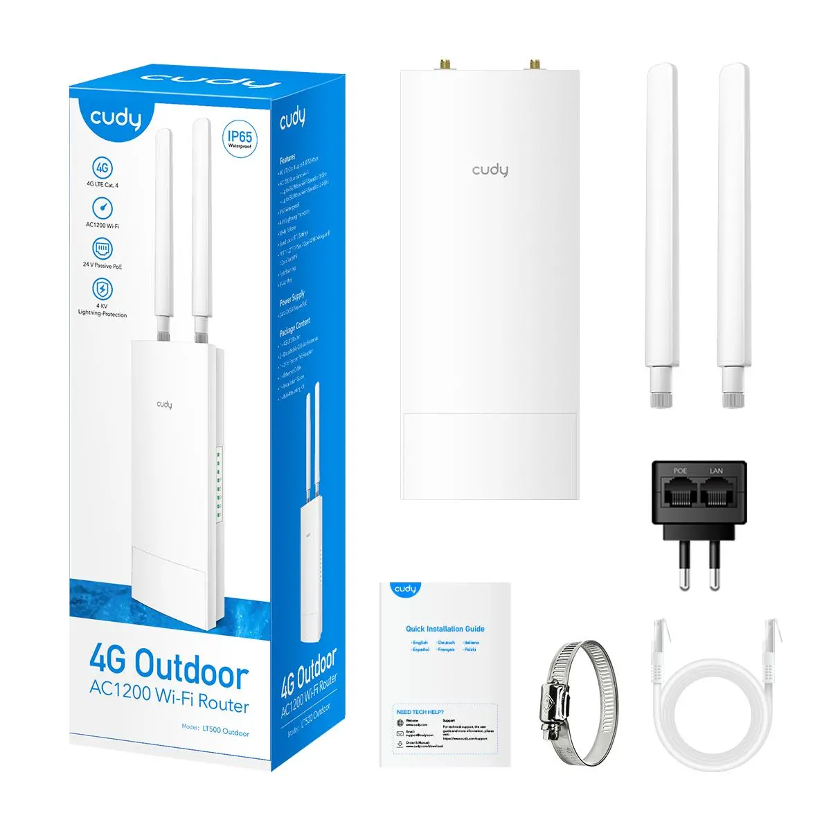 Router bezprzewodowy z 4G Cudy LT500 Outdoor EU Biały