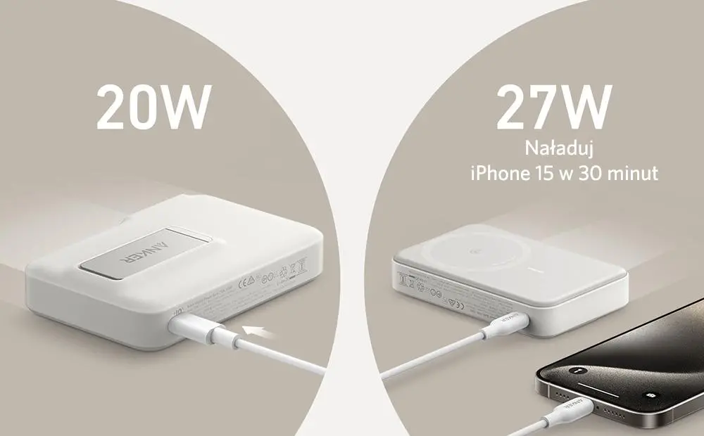 Powerbank Anker MagGo (A1654G21) 10000mAh 27W Wireless Power IQ 15W Biały