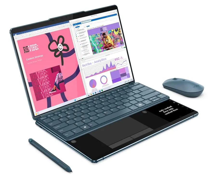 Laptop 2w1 Lenovo Yoga Book 9 13IMU9 OLED 2x13,3" Ultra 7 155U 32GB RAM 512GB Dysk SSD Win11 Srebrno-niebieski