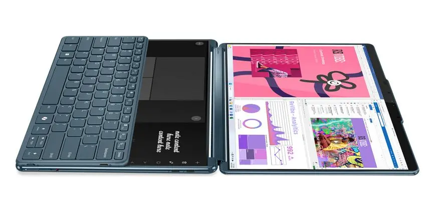 Laptop 2w1 Lenovo Yoga Book 9 13IMU9 OLED 2x13,3" Ultra 7 155U 32GB RAM 512GB Dysk SSD Win11 Srebrno-niebieski